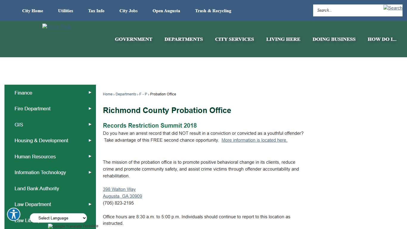 Richmond County Probation Office Augusta, GA - Official Website