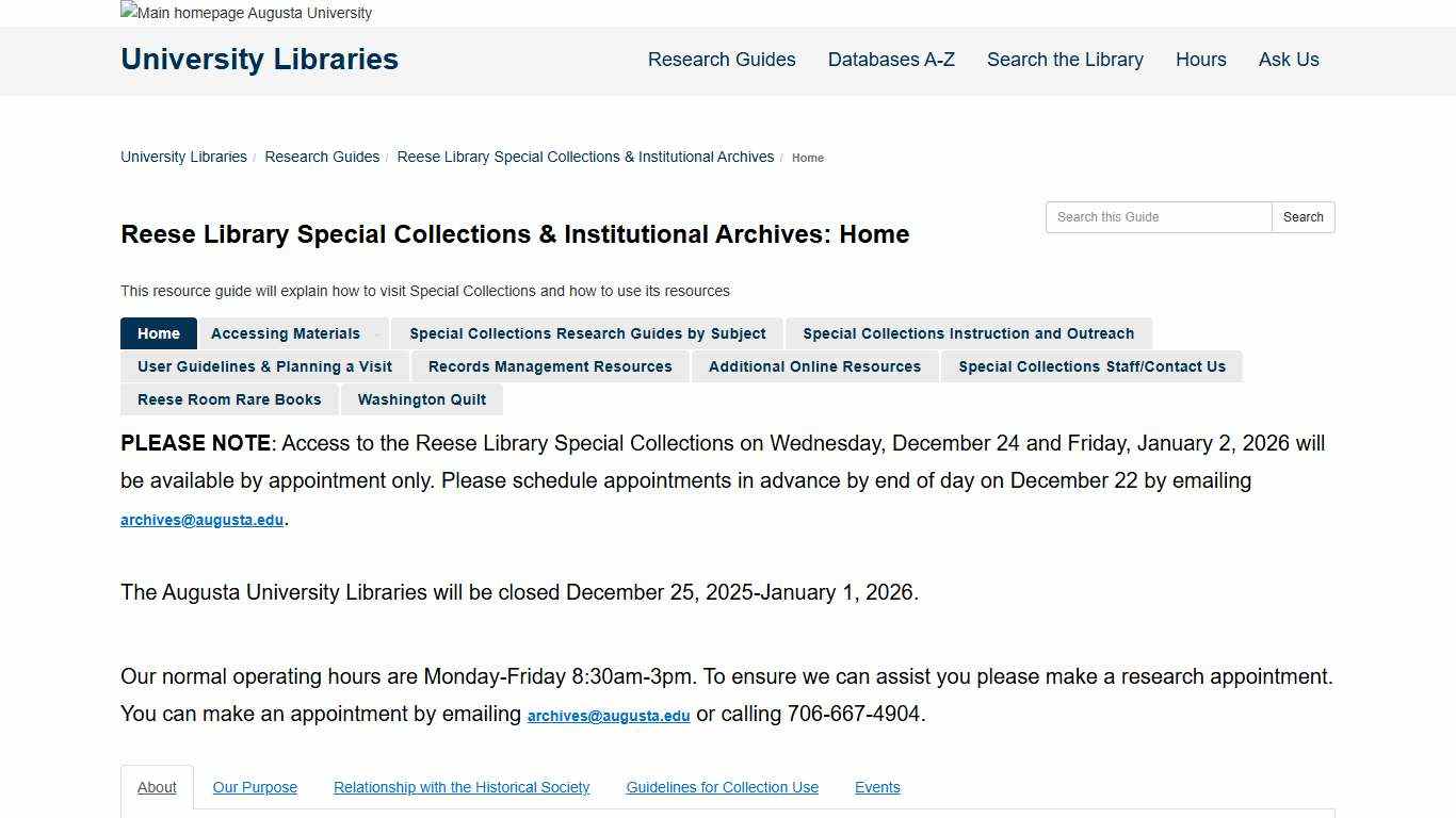 Home - Reese Library Special Collections & Institutional Archives - Research Guides at Augusta University